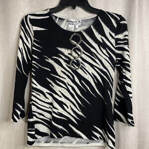 Joseph A Qu'est-ce Que C'est Silk Zebra Stripes Top Women’s Small Sexy Y2K